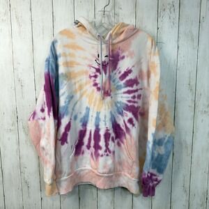 Cut & Paste Women's Tie Dye Hoodie Smiley Face Pullover Sweatshirt Size XL